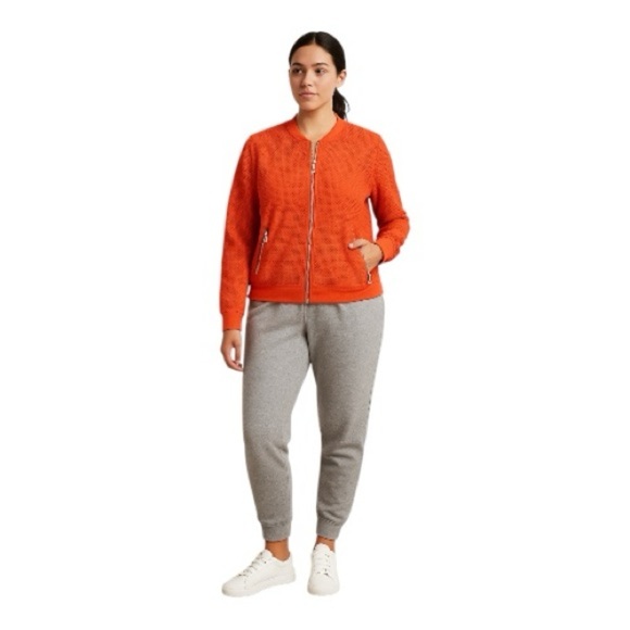 H by Halston Orange Mesh Zip Jacket | Size 14 - Picture 2 of 9